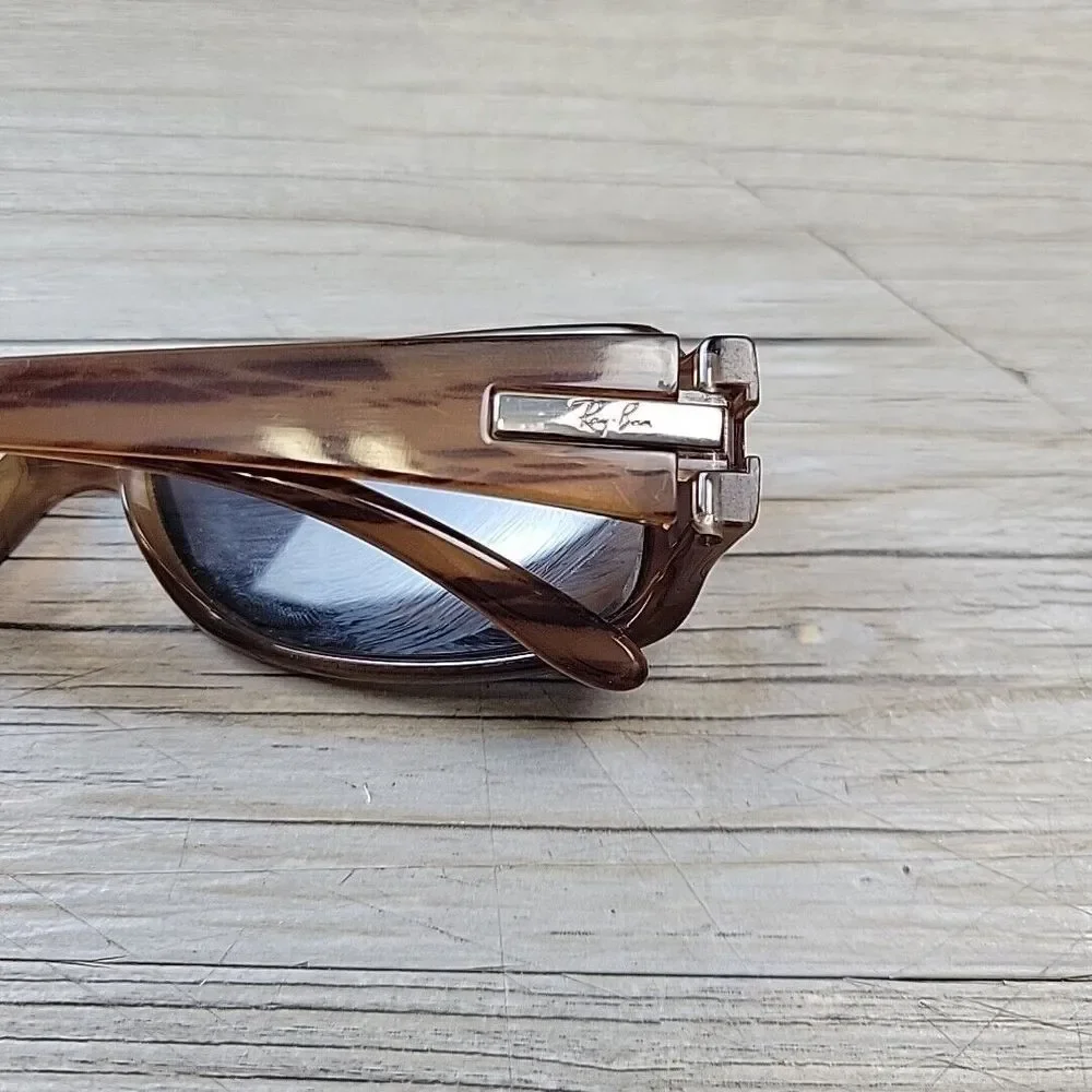 Ray‎ Ban RB 4078 642 Sunglasses FRAMES ONLY Brown Striped Rectangle Italy